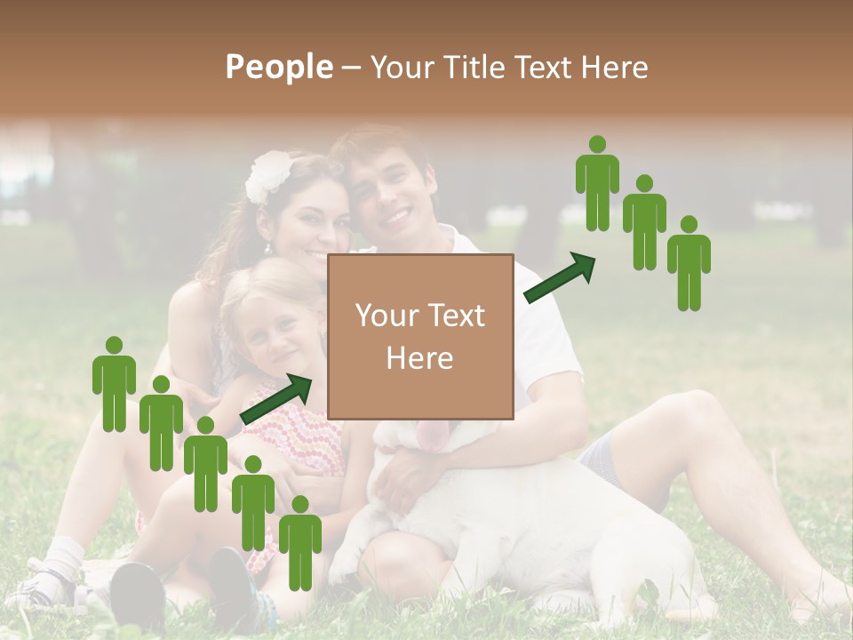 A Family Sitting In The Grass With A Dog PowerPoint Template