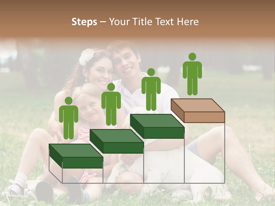 A Family Sitting In The Grass With A Dog PowerPoint Template