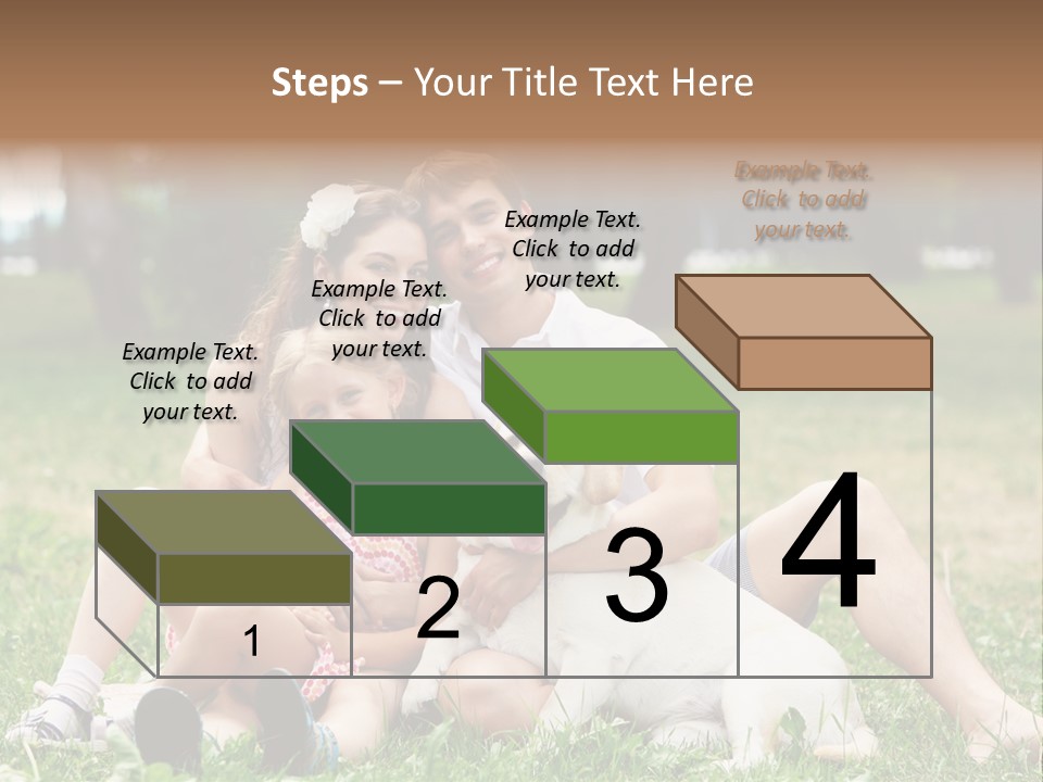 A Family Sitting In The Grass With A Dog PowerPoint Template