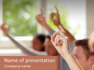 A Group Of People Raising Their Hands In The Air PowerPoint Template