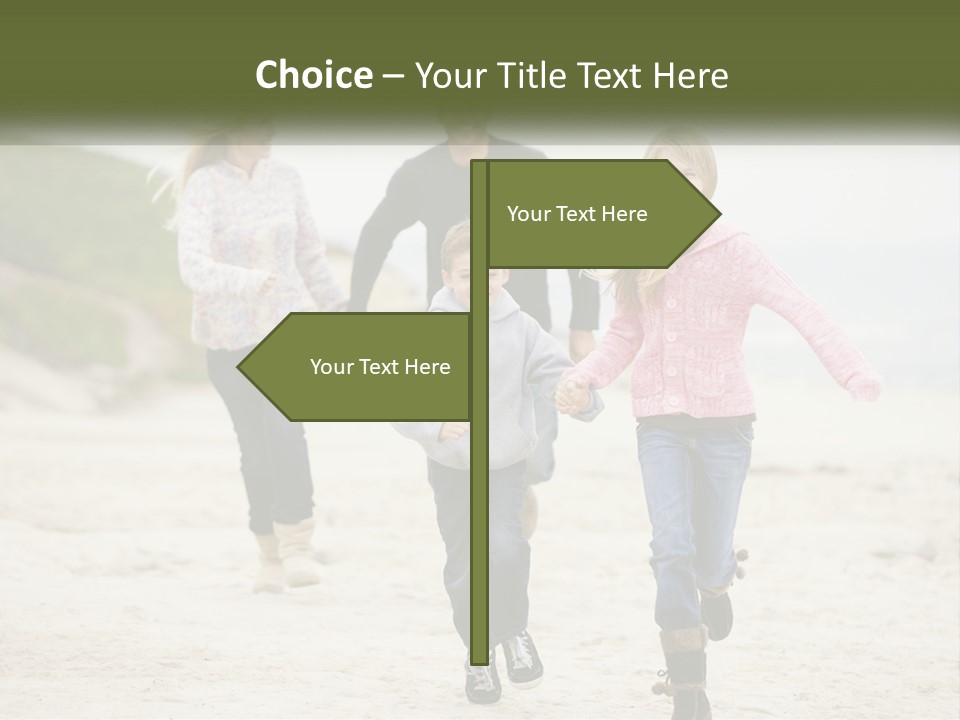 A Group Of People Walking Down A Beach Holding Hands PowerPoint Template