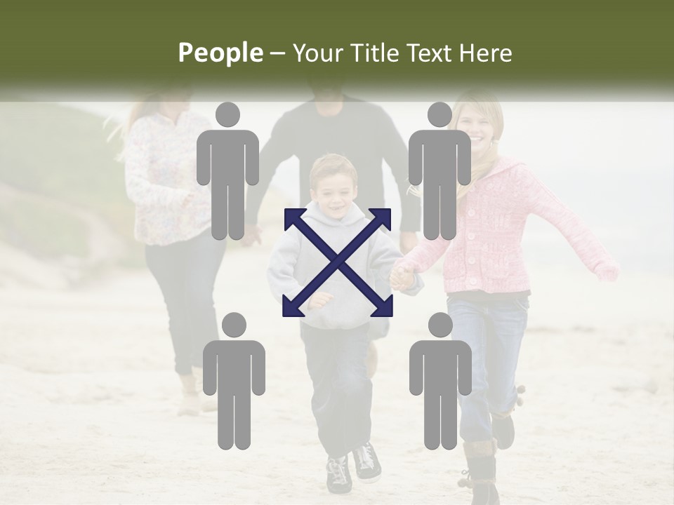 A Group Of People Walking Down A Beach Holding Hands PowerPoint Template