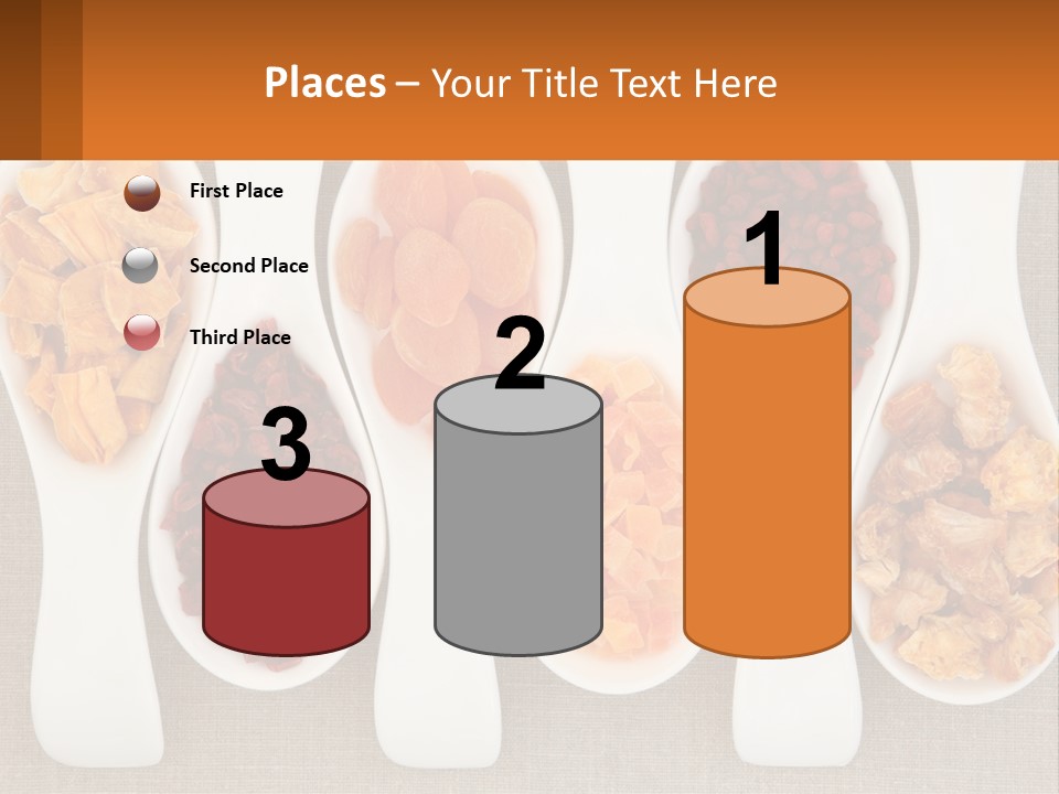 Four Spoons Filled With Different Types Of Food PowerPoint Template