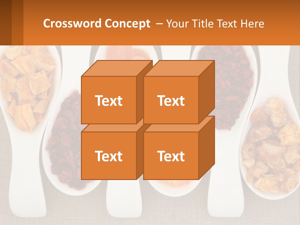Four Spoons Filled With Different Types Of Food PowerPoint Template