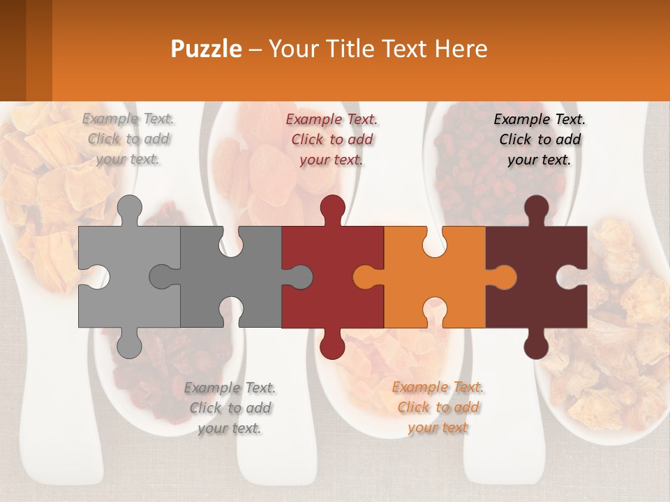Four Spoons Filled With Different Types Of Food PowerPoint Template