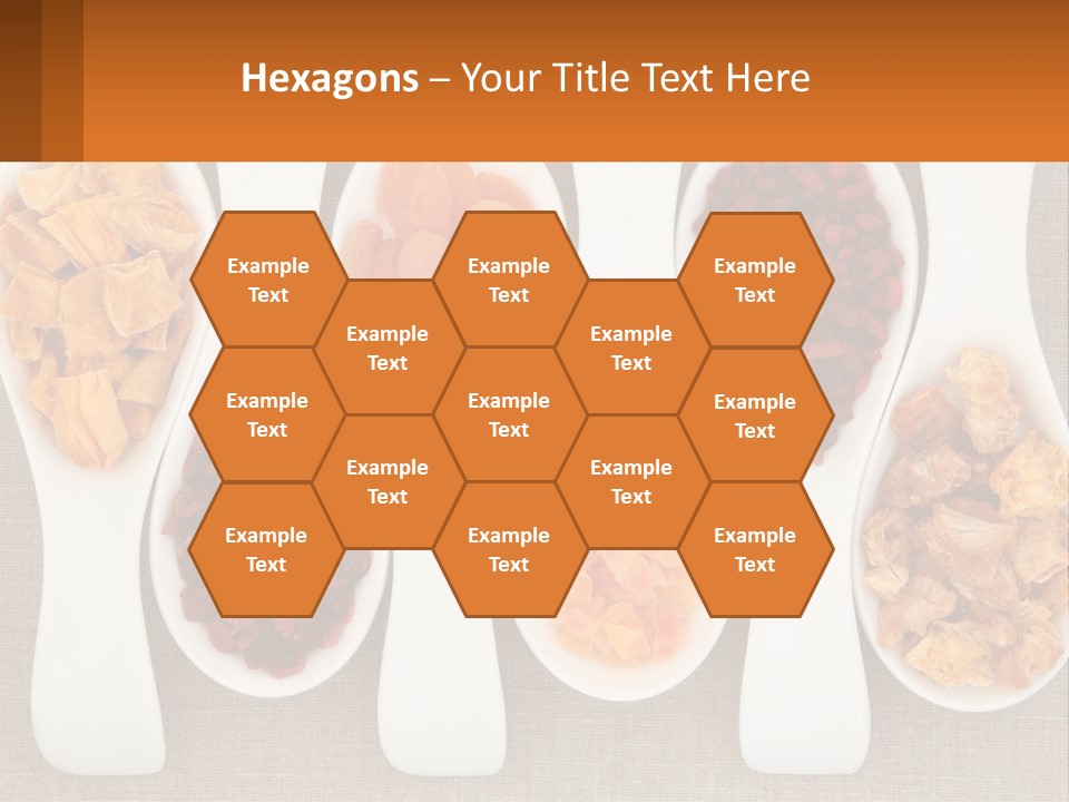 Four Spoons Filled With Different Types Of Food PowerPoint Template