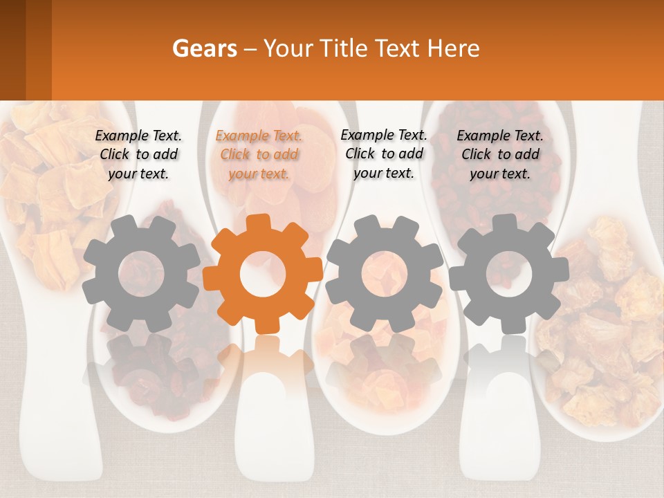 Four Spoons Filled With Different Types Of Food PowerPoint Template