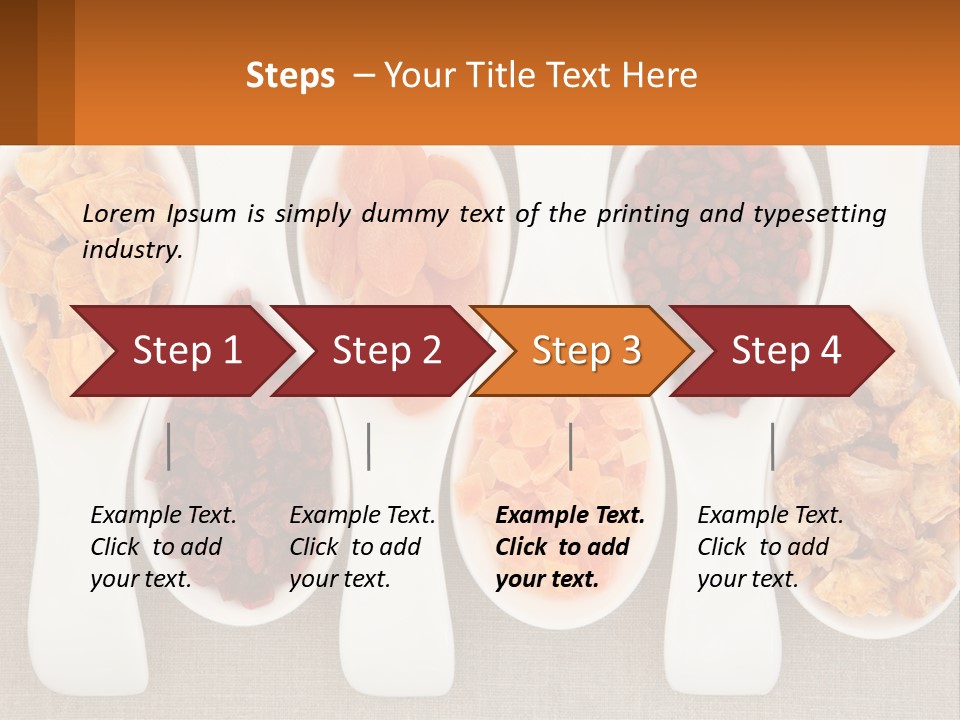 Four Spoons Filled With Different Types Of Food PowerPoint Template