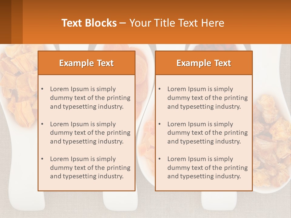 Four Spoons Filled With Different Types Of Food PowerPoint Template