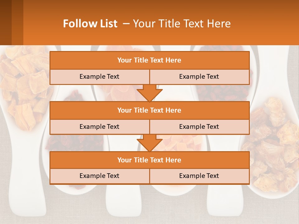 Four Spoons Filled With Different Types Of Food PowerPoint Template