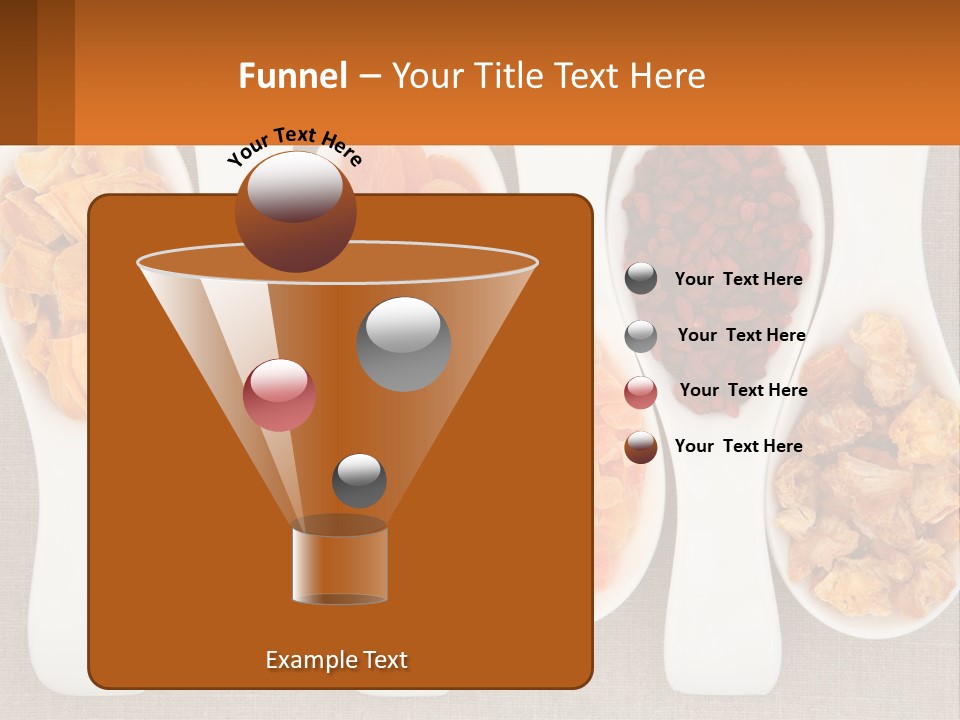 Four Spoons Filled With Different Types Of Food PowerPoint Template
