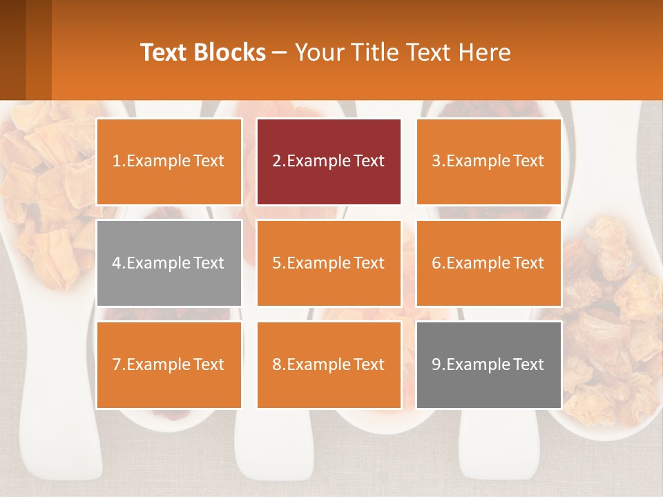 Four Spoons Filled With Different Types Of Food PowerPoint Template