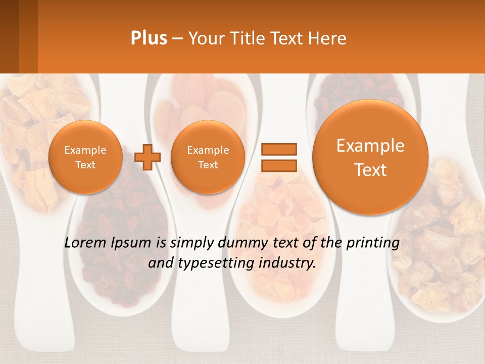 Four Spoons Filled With Different Types Of Food PowerPoint Template