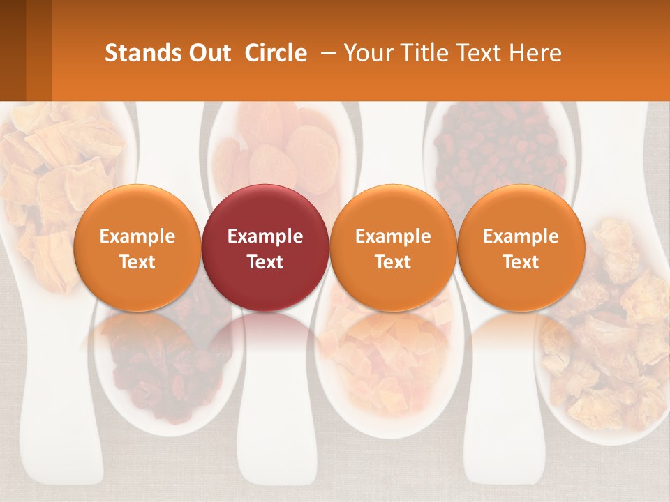 Four Spoons Filled With Different Types Of Food PowerPoint Template