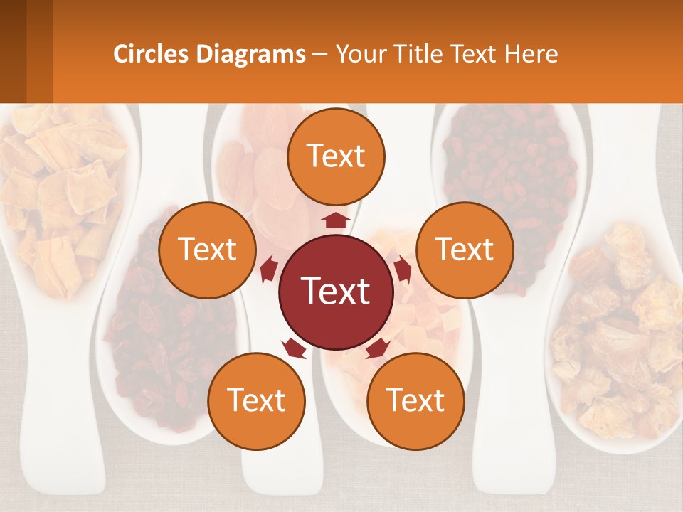 Four Spoons Filled With Different Types Of Food PowerPoint Template