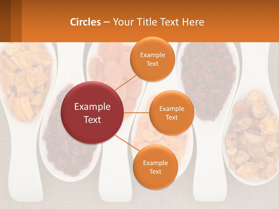Four Spoons Filled With Different Types Of Food PowerPoint Template