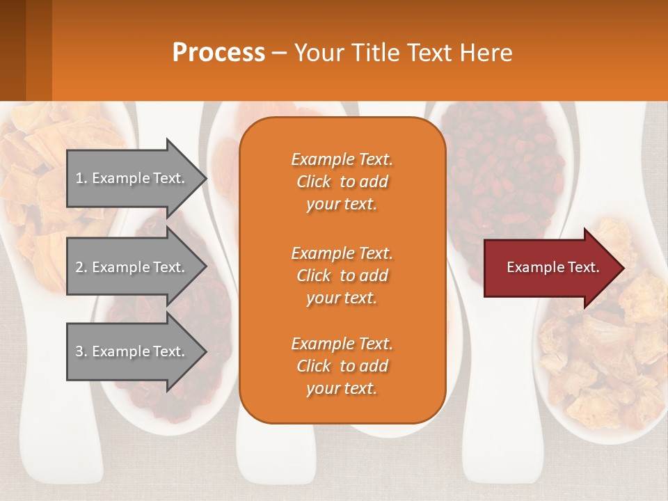 Four Spoons Filled With Different Types Of Food PowerPoint Template