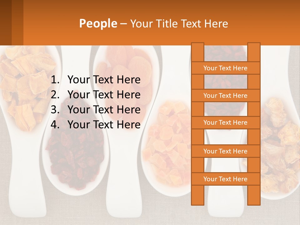 Four Spoons Filled With Different Types Of Food PowerPoint Template