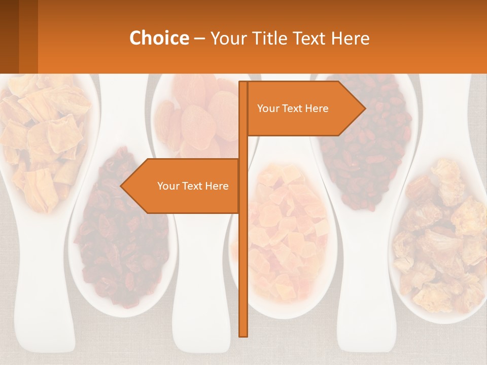 Four Spoons Filled With Different Types Of Food PowerPoint Template