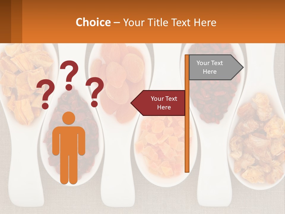 Four Spoons Filled With Different Types Of Food PowerPoint Template