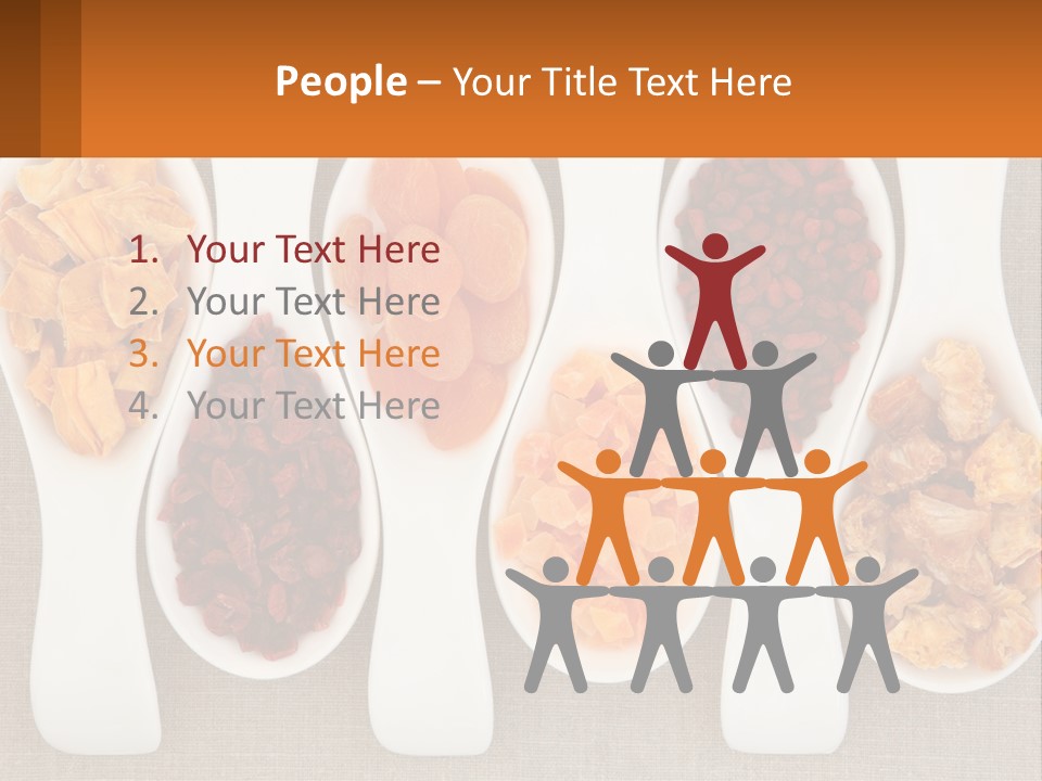 Four Spoons Filled With Different Types Of Food PowerPoint Template