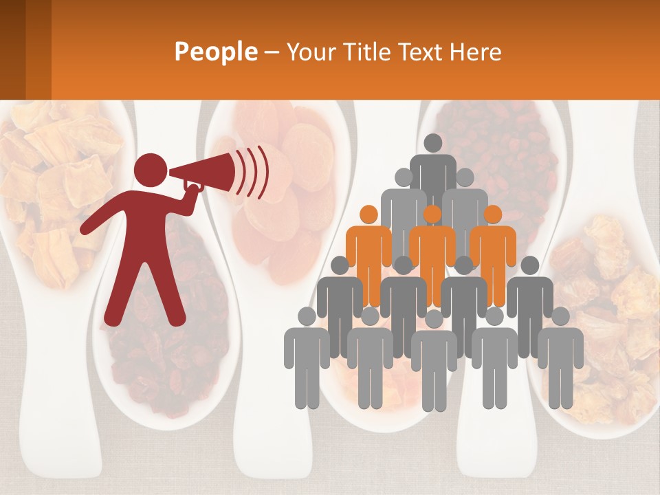 Four Spoons Filled With Different Types Of Food PowerPoint Template