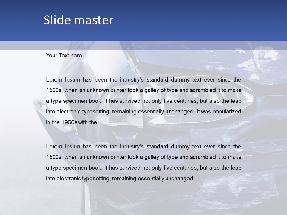 A Car That Has Been Smashed In Half On The Road PowerPoint Template