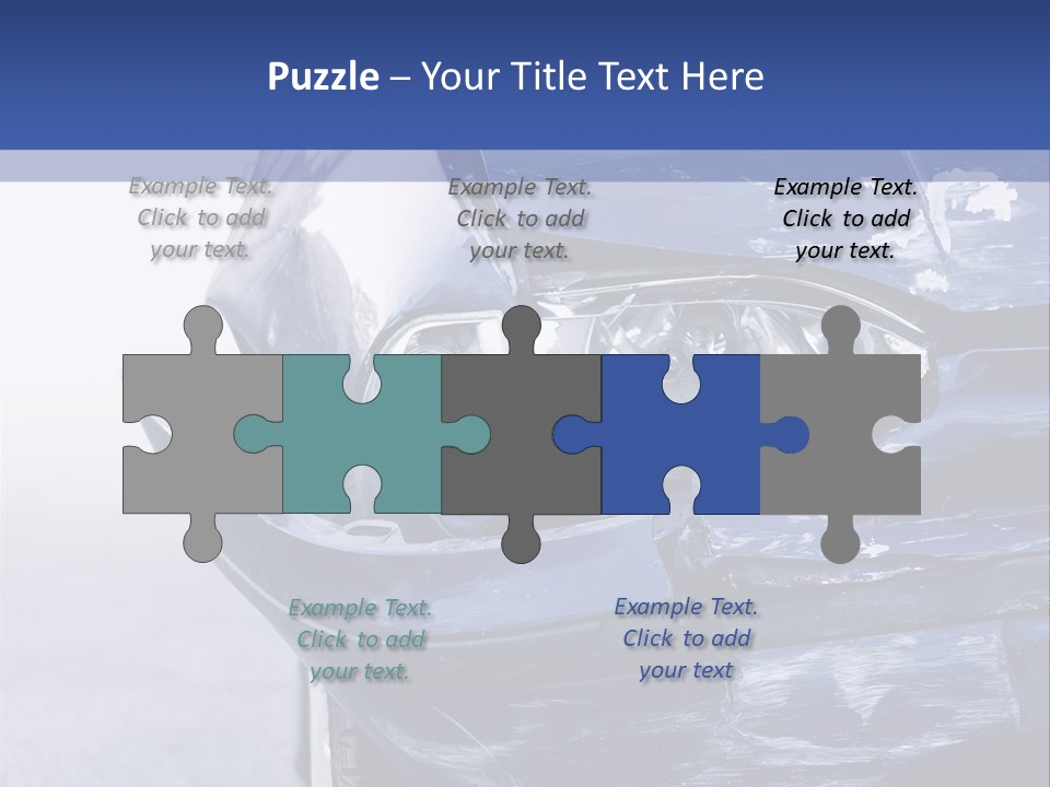 A Car That Has Been Smashed In Half On The Road PowerPoint Template