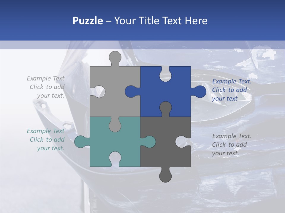 A Car That Has Been Smashed In Half On The Road PowerPoint Template