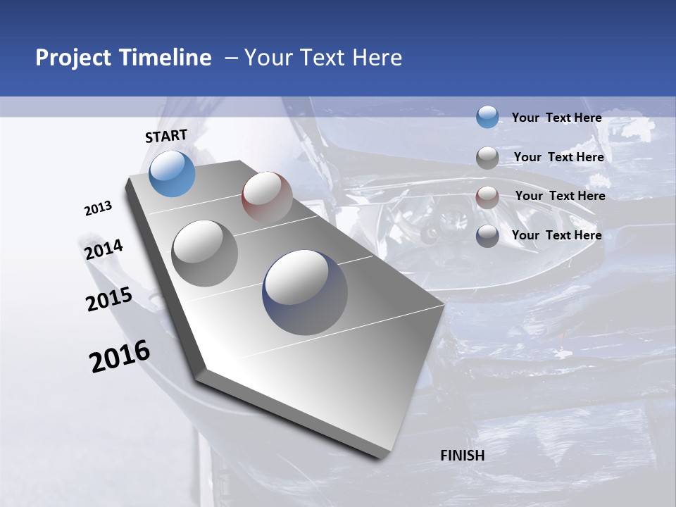A Car That Has Been Smashed In Half On The Road PowerPoint Template