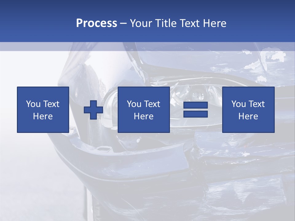 A Car That Has Been Smashed In Half On The Road PowerPoint Template