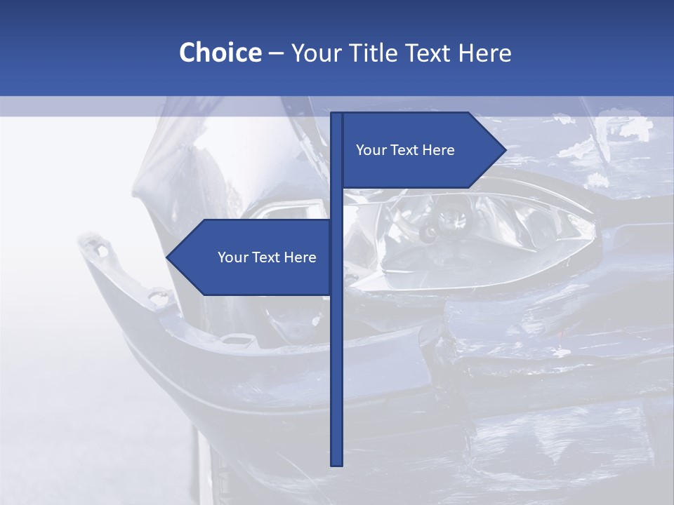 A Car That Has Been Smashed In Half On The Road PowerPoint Template
