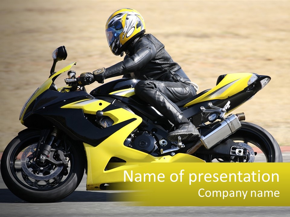 A Person Riding A Yellow Motorcycle On A Road PowerPoint Template