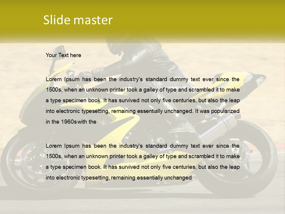 A Person Riding A Yellow Motorcycle On A Road PowerPoint Template