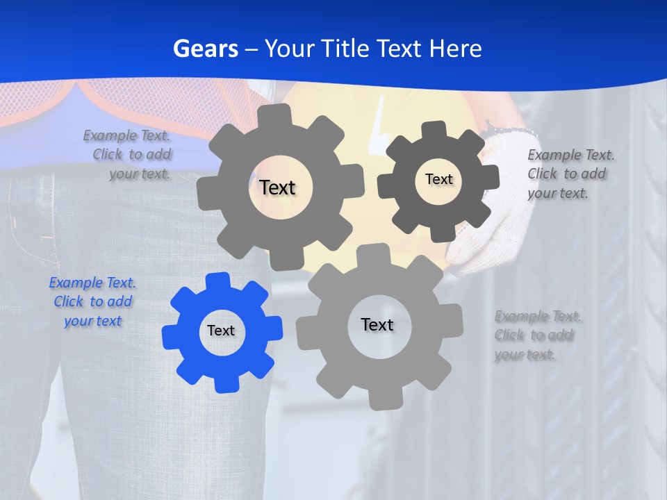 A Man In A Hard Hat Is Holding A Yellow Hard Hat PowerPoint Template