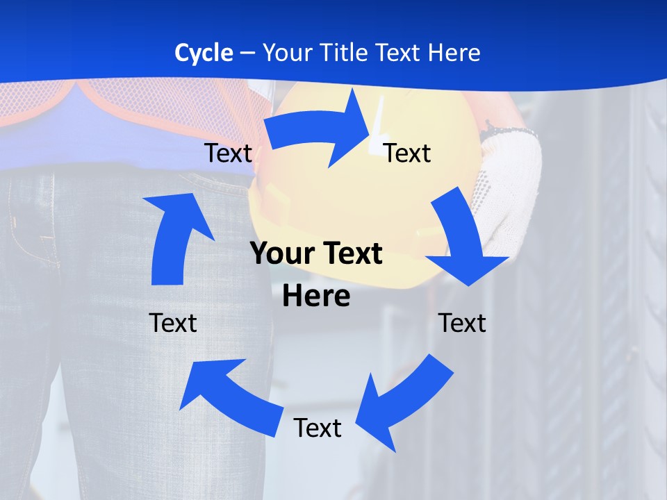 A Man In A Hard Hat Is Holding A Yellow Hard Hat PowerPoint Template