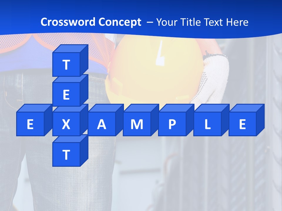 A Man In A Hard Hat Is Holding A Yellow Hard Hat PowerPoint Template