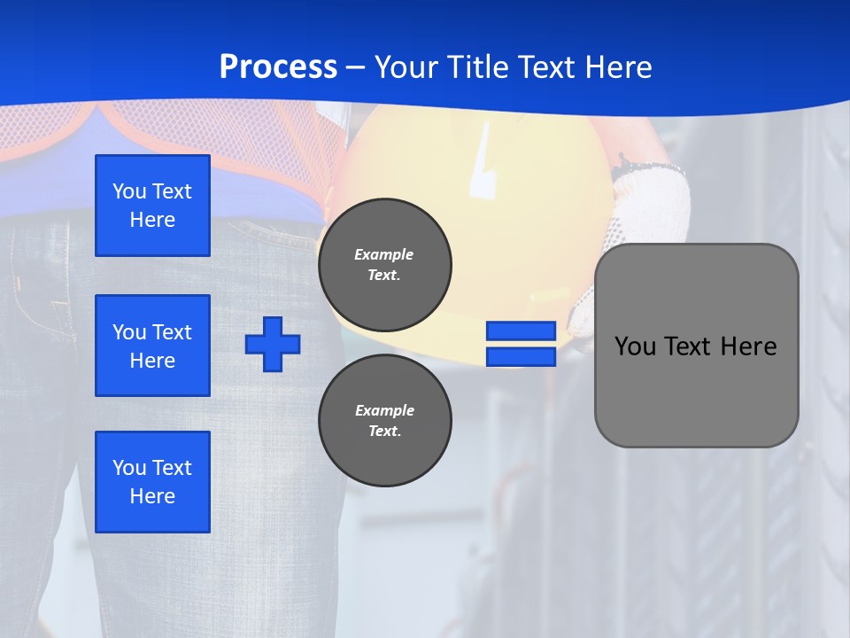 A Man In A Hard Hat Is Holding A Yellow Hard Hat PowerPoint Template