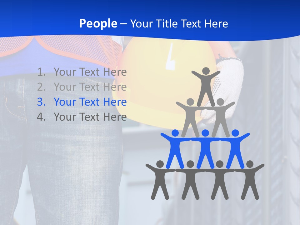 A Man In A Hard Hat Is Holding A Yellow Hard Hat PowerPoint Template