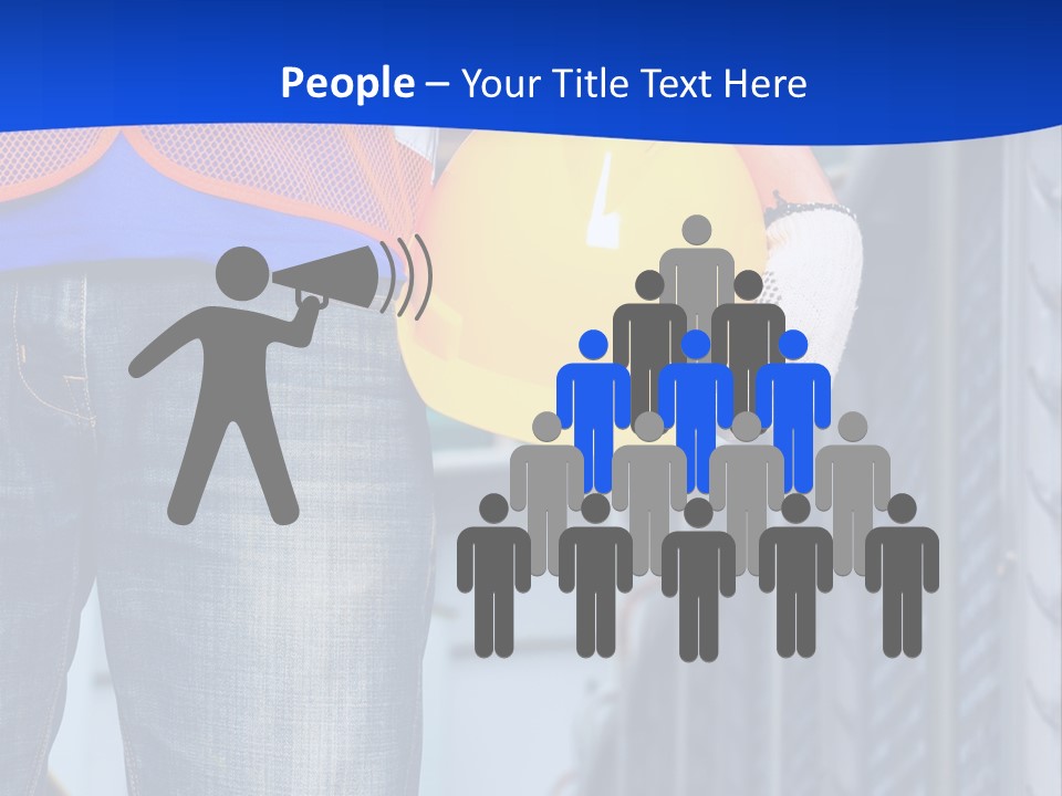 A Man In A Hard Hat Is Holding A Yellow Hard Hat PowerPoint Template