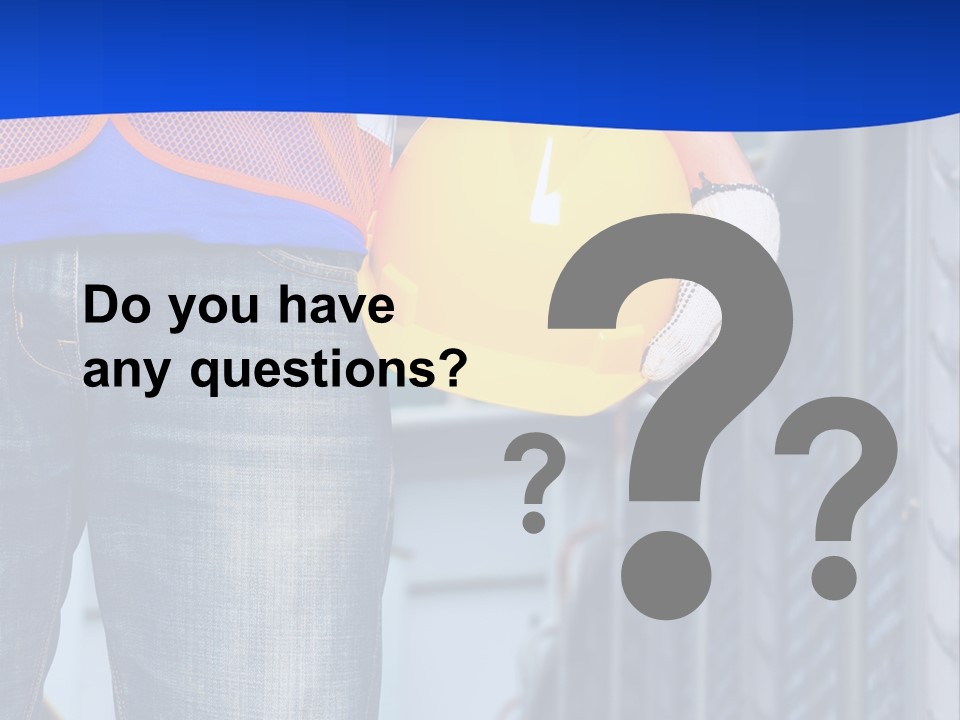 A Man In A Hard Hat Is Holding A Yellow Hard Hat PowerPoint Template