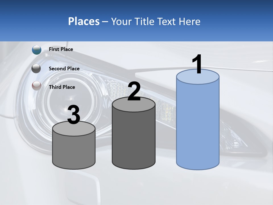 A Close Up Of A Car Headlight On A White Car PowerPoint Template