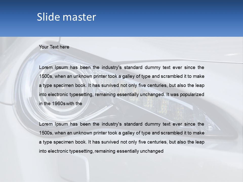 A Close Up Of A Car Headlight On A White Car PowerPoint Template
