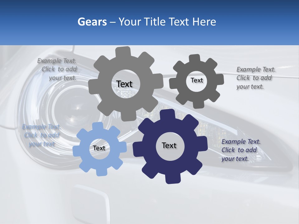A Close Up Of A Car Headlight On A White Car PowerPoint Template