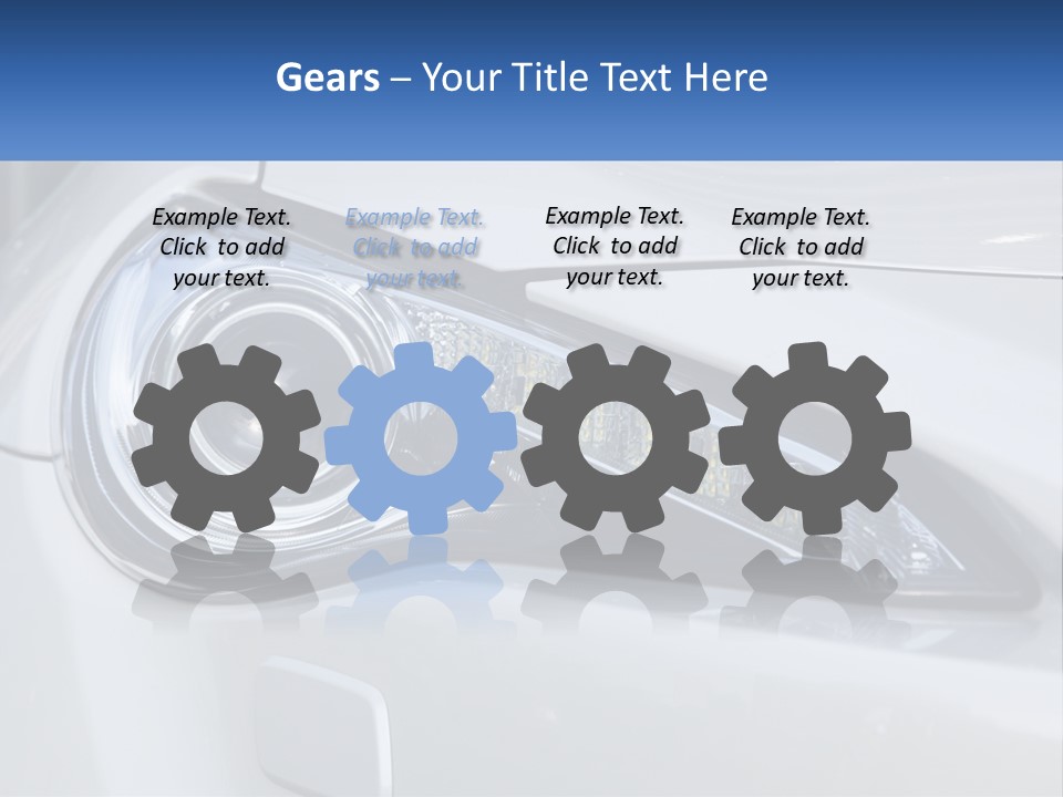 A Close Up Of A Car Headlight On A White Car PowerPoint Template