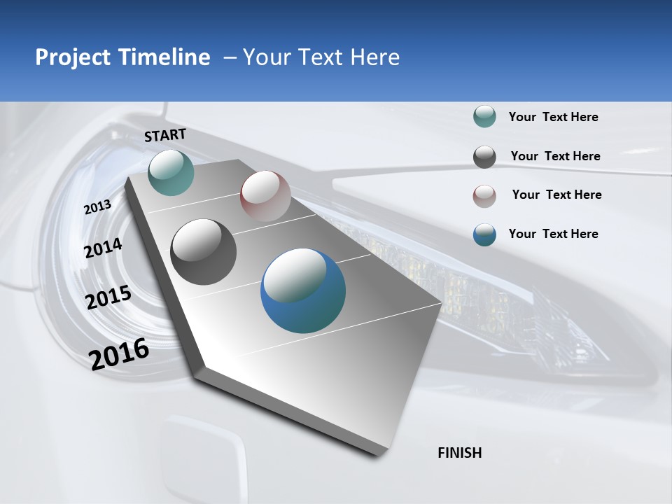 A Close Up Of A Car Headlight On A White Car PowerPoint Template