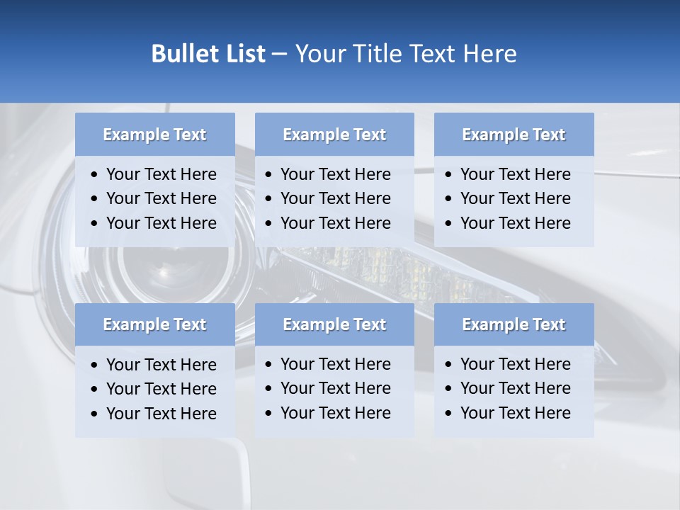 A Close Up Of A Car Headlight On A White Car PowerPoint Template