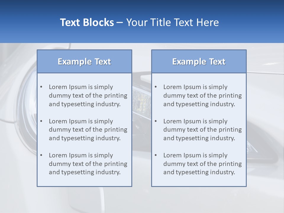 A Close Up Of A Car Headlight On A White Car PowerPoint Template