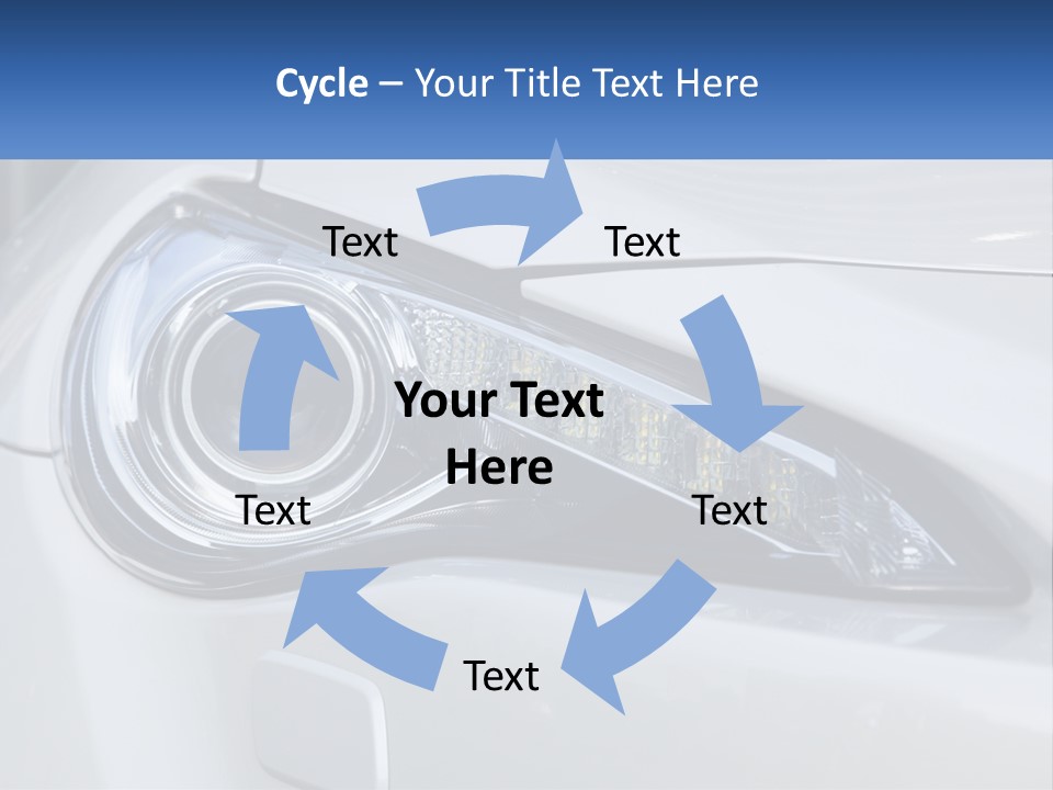 A Close Up Of A Car Headlight On A White Car PowerPoint Template