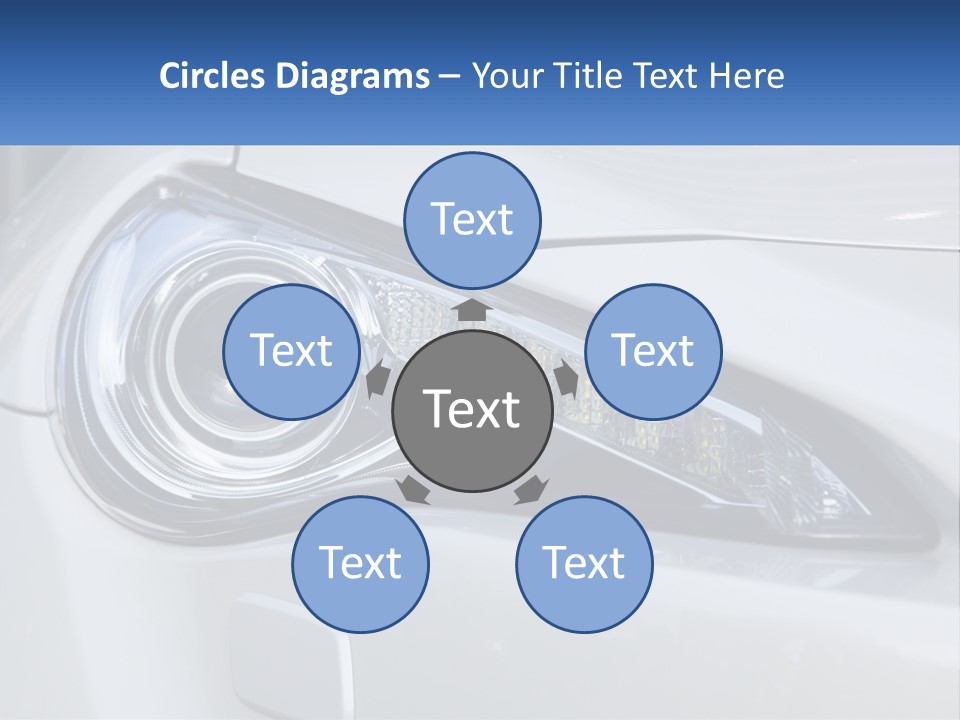 A Close Up Of A Car Headlight On A White Car PowerPoint Template